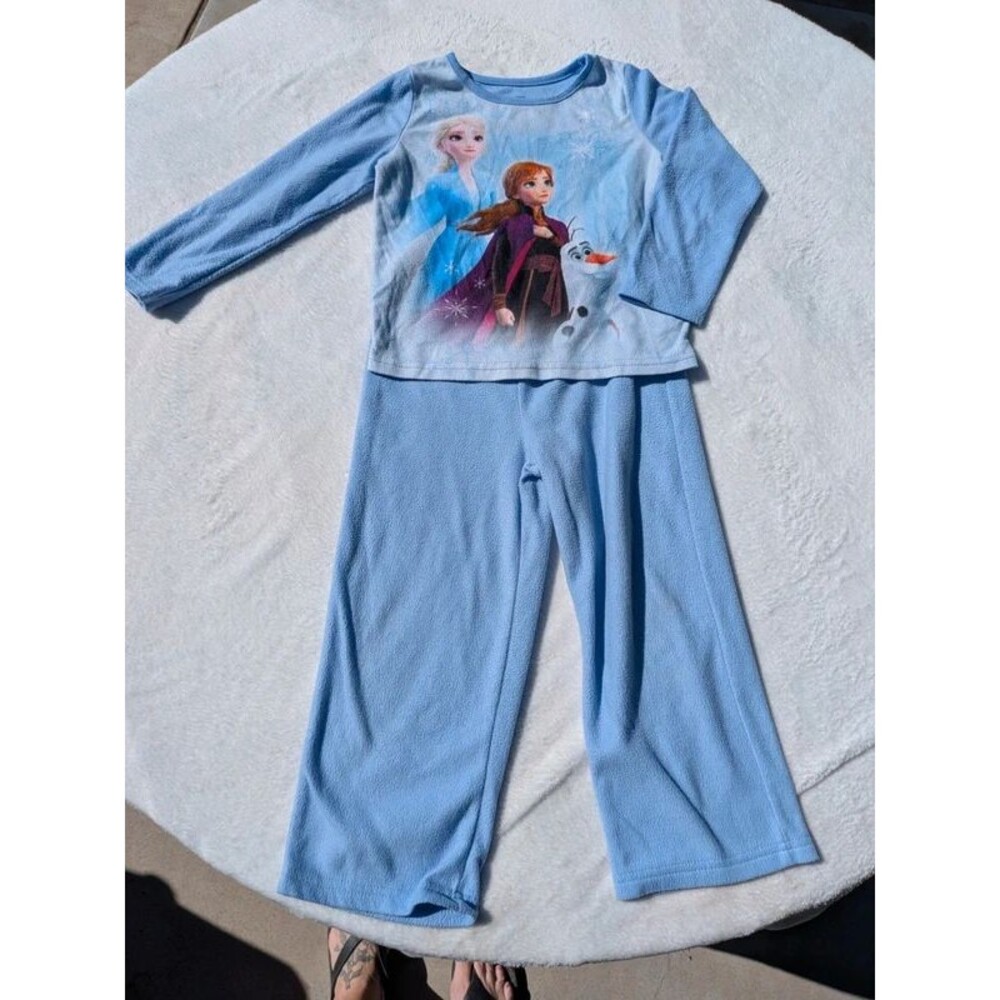 Disney Frozen 2 Girls Fleece Pajama Set Elsa Anna Olaf Blue Size 5T